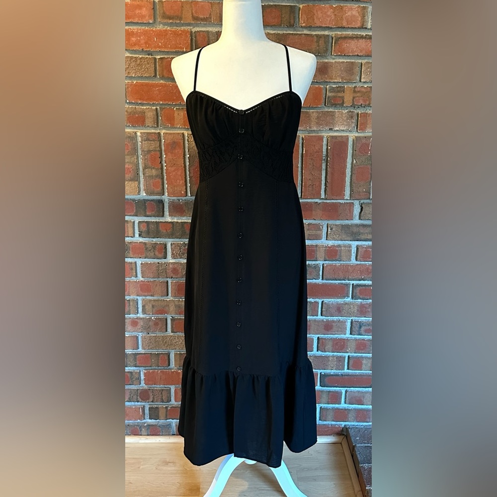 Juniors' SO® Sweetheart Lace Mixed Yoke Midi Dress, size M